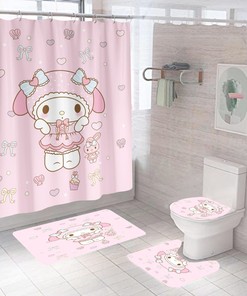 Rabbit Hello Kitty Waterproof Bathroom Shower Curtain