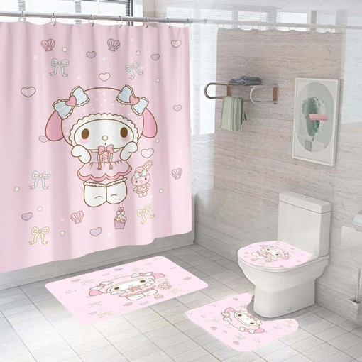 Rabbit Hello Kitty Waterproof Shower Curtain for Bathtub Bathroom