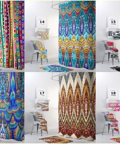 Rainbow Stripe Bathroom Decor Shower Curtain - Colorful Bohemian Bath Curtains to Brighten Up Your Day