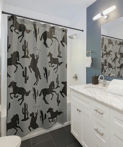Ranch Farm & Home Cowboy Shower Curtain for Western Bathroom Decor