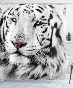 Rare White Tiger Eyes Shower Curtain - Wildlife Bathroom Decor