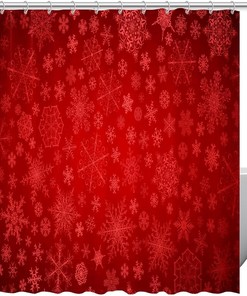 Red Background Snowflake Shower Curtain for Home Decor