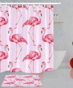 Red Flamingos Waterfall Shower Curtain for a Bold Bathroom Decor