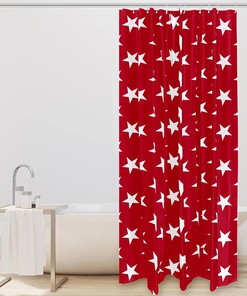 Red Little Stars Pattern Shower Curtain - Home Decor