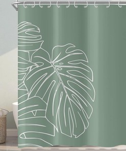 Refreshing Green Shower Curtain with Tropical Palm Leaves and Green Leaf Plants Pattern: Perfect for Your Bathroom Decor