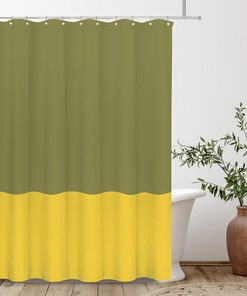 Refreshing Olive Green and Lemon Yellow Splicing Shower Curtain for Your Bathroom Decorative