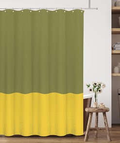 Refreshing Olive Green and Lemon Yellow Splicing Shower Curtain for Your Bathroom Decorative