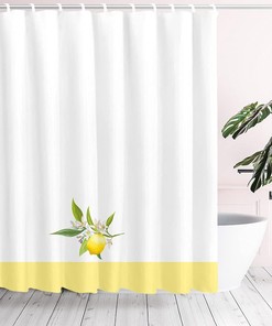Refreshing Summer Fruits Shower Curtain with Yellow Lemons on White Background: Perfect for Your Bathroom