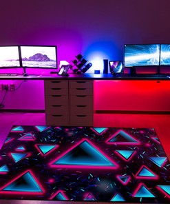 Retro 80s Wallpaper Collection Neon Triangles and Dots Arcade Rug