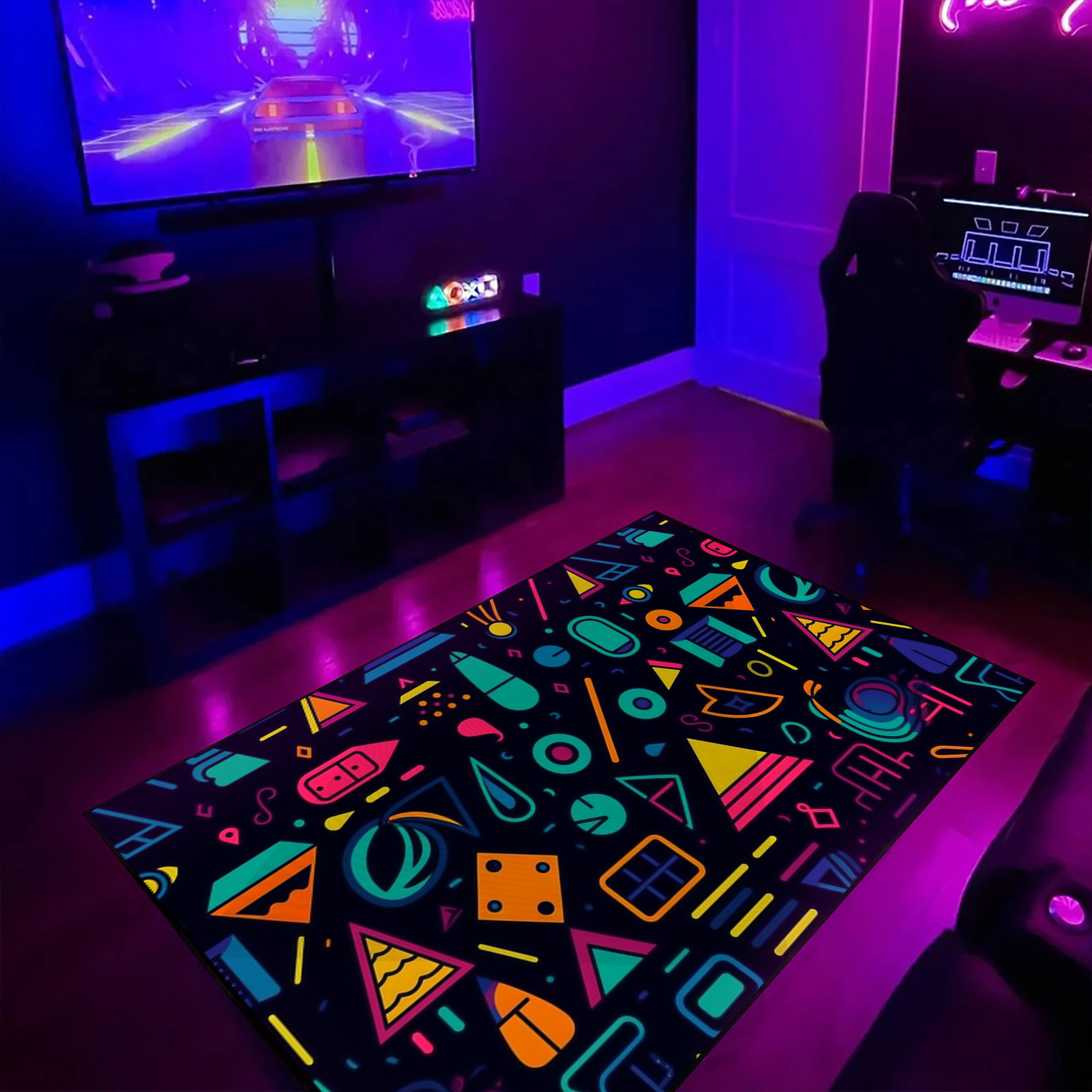 Retro Arcade Floor Pattern - Playful Characters, VFX Friday, Primary Colors