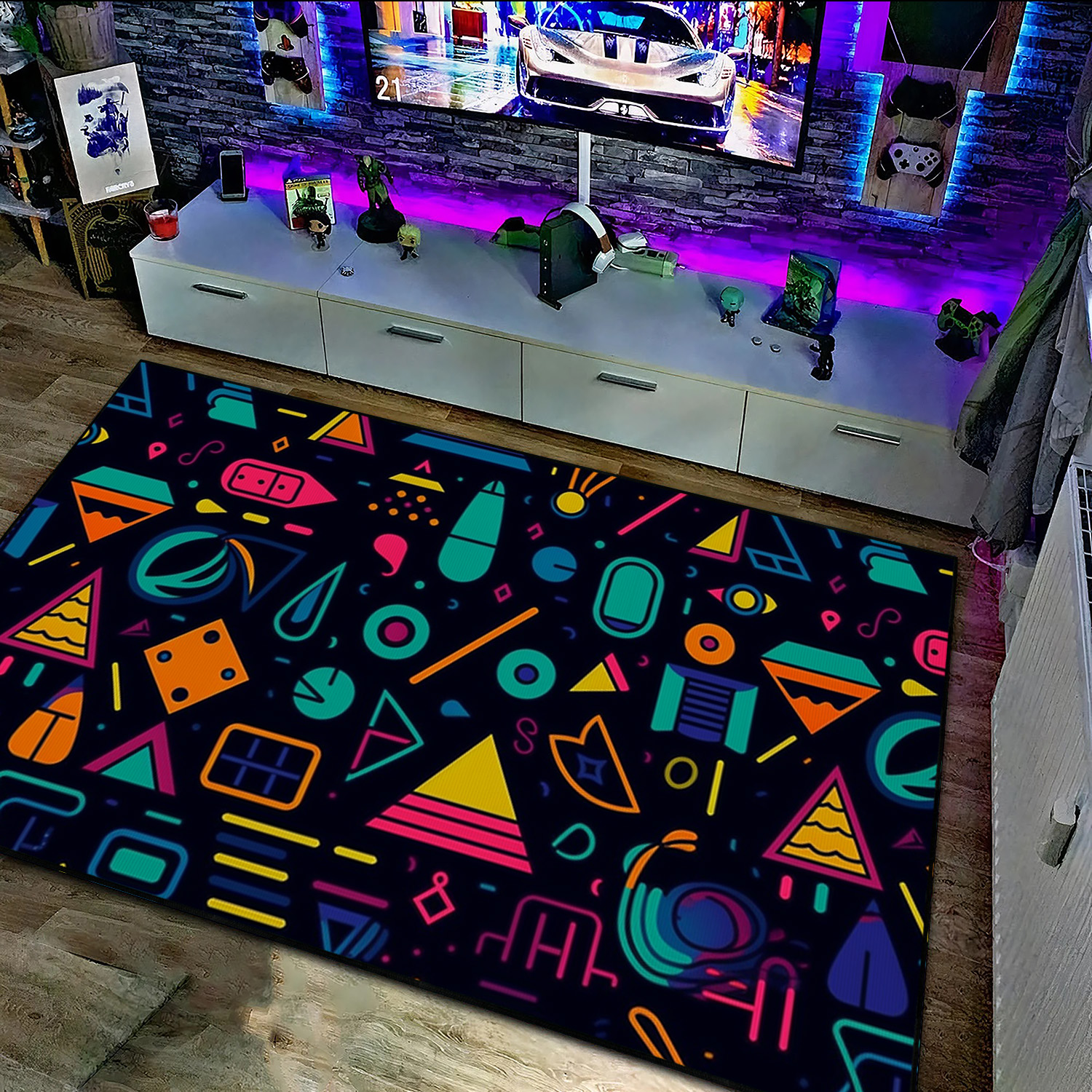 Retro Arcade Floor Pattern - Playful Characters, VFX Friday, Primary Colors