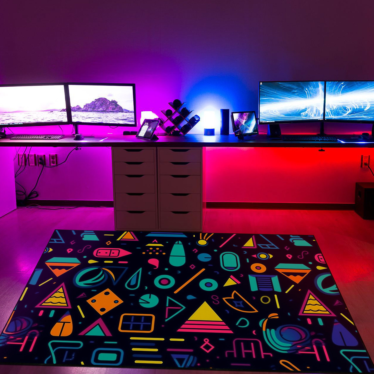 Retro Arcade Floor Pattern - Playful Characters, VFX Friday, Primary Colors