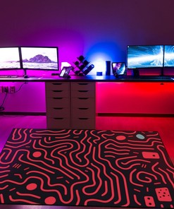 Retro Arcade Pattern Gamer Rug - Customizable Design