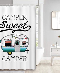 Retro Camper Shower Curtain for Stylish Travel Bathroom