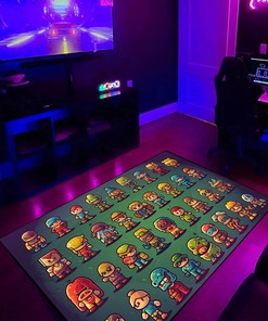 Retro Game Character Sprites - Personalized Area Rug for Gamers and Retro Game Enthusiasts