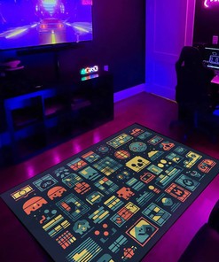 Retro Game Symbols Area Rug