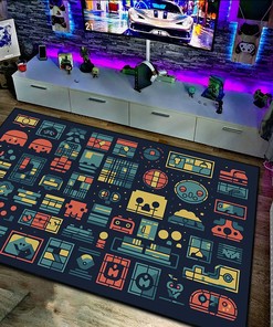 Retro Game Symbols Area Rug