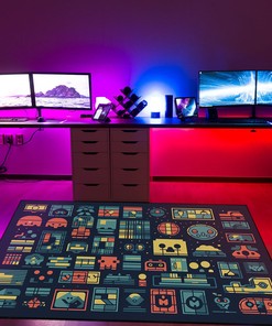 Retro Game Symbols Area Rug