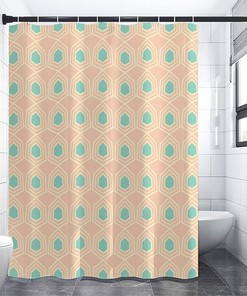 Retro Geometric Print Shower Curtain for Bathroom Decor 