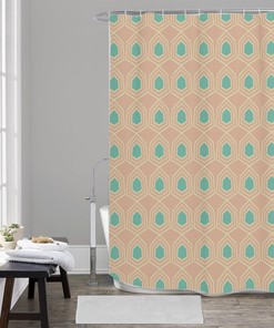 Retro Geometric Print Shower Curtain for Bathroom Decor