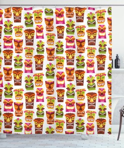 Retro Hawaiian Print Tiki Bar Shower Curtain: The Perfect Bathroom Decor