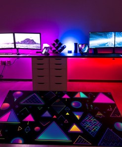 Retro Neon Style Baubles and Triangles Rug - Perfect for a Playful Living Room or Bedroom
