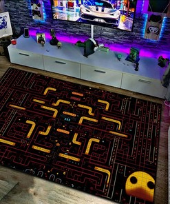 Retro Pac-Man Inspired Arcade Pattern Area Rug - Add a Nostalgic Touch to Your Home Decor