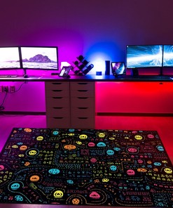 Retro Pac-Man Inspired Arcade Pattern Area Rug - Add a Nostalgic Touch to Your Living Room or Bedroom