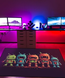 Retro Pixel Robots Space Invaders Area Rug - Personalize Your Home with this Cute and Nostalgic Rug