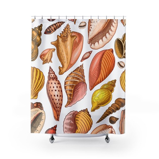 Retro Sea Shellfish Shower Curtain with Ocean Life Design for Unique Bathroom Gift