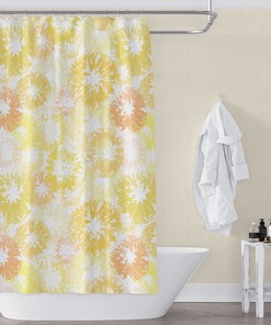Retro Style Citrus Shower Curtain for Boho Bathroom Decor