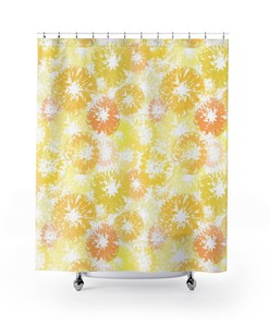 Retro Style Citrus Shower Curtain for Boho Bathroom Decor
