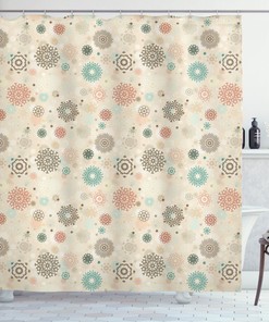 Retro Xmas Snowflakes Winter Shower Curtain for Bathroom Decor