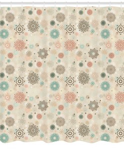 Retro Xmas Snowflakes Winter Shower Curtain for Bathroom Decor
