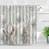 Romantic Couple Hanging Wedding Decor Shower Curtain - Swan and Birds Wildlife Theme - Home and Bathroom Accessory