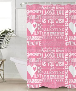 Romantic Pink Love Heart Shower Curtain for Valentine's Day Bathroom Decor - Housewarming Gift