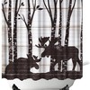 Rustic Deer Shower Curtain in Vintage Wood Pattern for Bathroom Decor with Wildlife Animal Bath Curtain