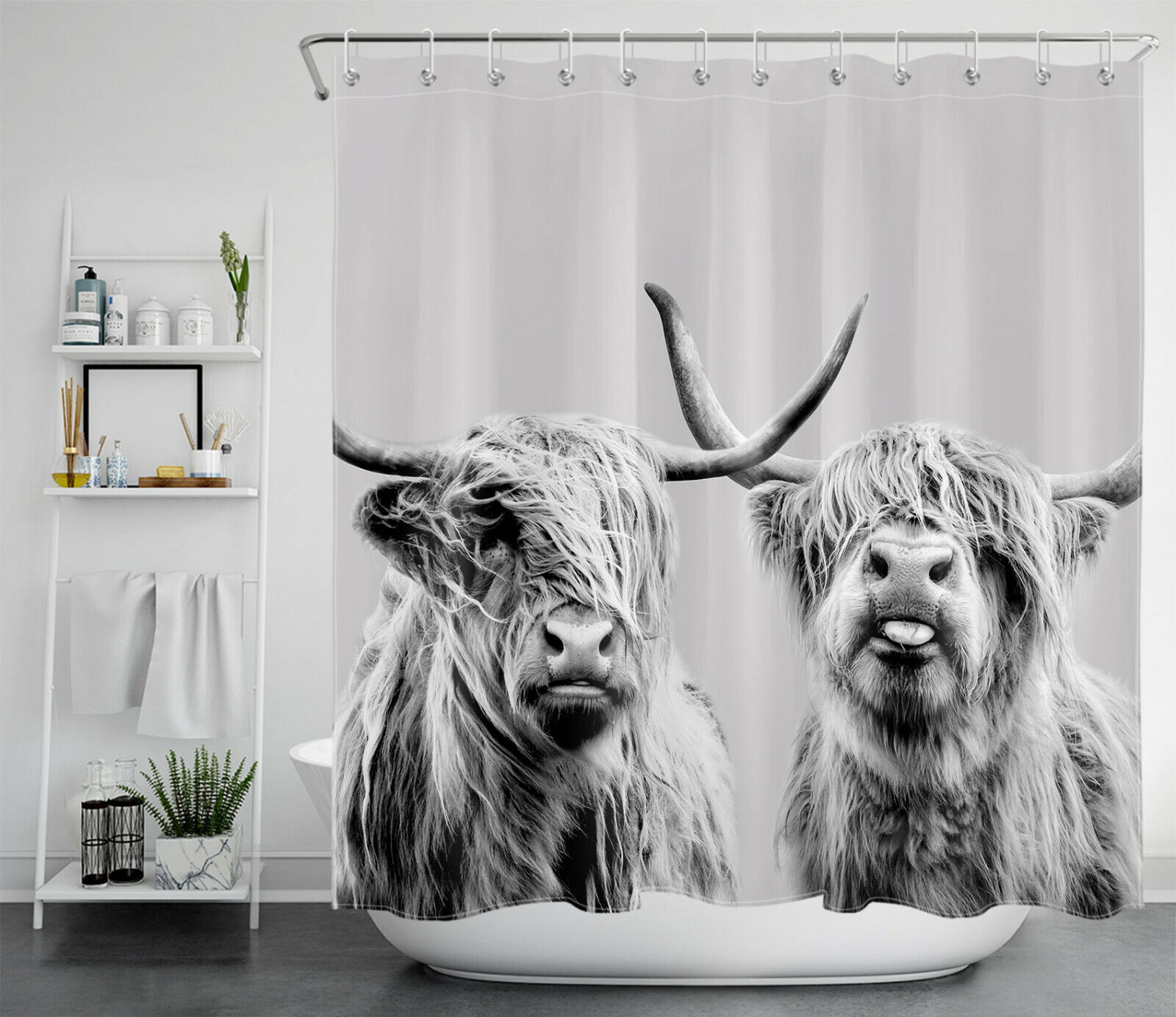 Rustic Farmhouse Highland Cow Shower Curtain - Unique Bathroom Accessories
