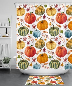 Rustic Harvest Pumpkin Shower Curtain for Thanksgiving and Fall Season