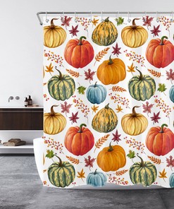Rustic Harvest Pumpkin Shower Curtain for Thanksgiving and Fall Season