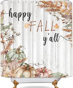 Rustic Pumpkin Shower Curtain for Fall Bathroom Decor