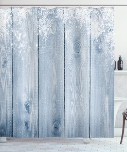 Rustic Retro Snowflakes Winter Shower Curtain for Bathroom Decor