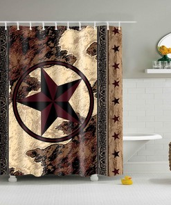 Rustic Texas Star Art Prints Cowboy Shower Curtain for Western Bathroom Decor