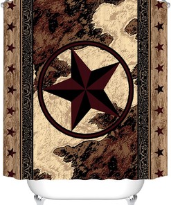 Rustic Texas Star Art Prints Cowboy Shower Curtain for Western Bathroom Decor