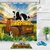 Rustic Truck Sunflowers Sunset Shower Curtain - Cow Print, Waterproof Fabric for Bathroom Decor