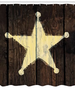 Rustic Wooden Lone Star Shower Curtain for Western Bathroom Decor