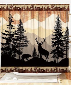 Rustic Woodland Cabin Shower Curtain for Bathroom Decor