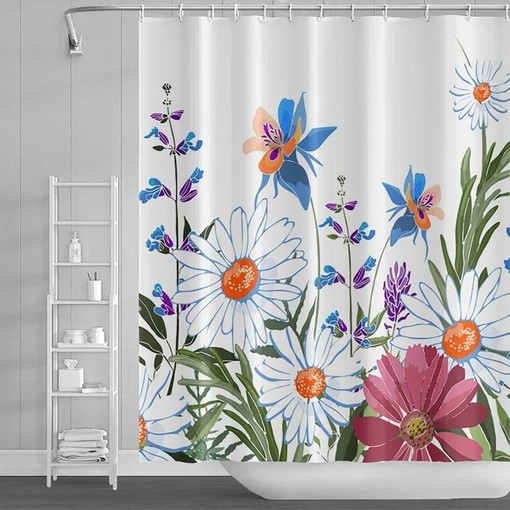 Sage Green Leaves and Floral Shower Curtain for Elegant Bathroom Decor - Botanical Bath Accessories