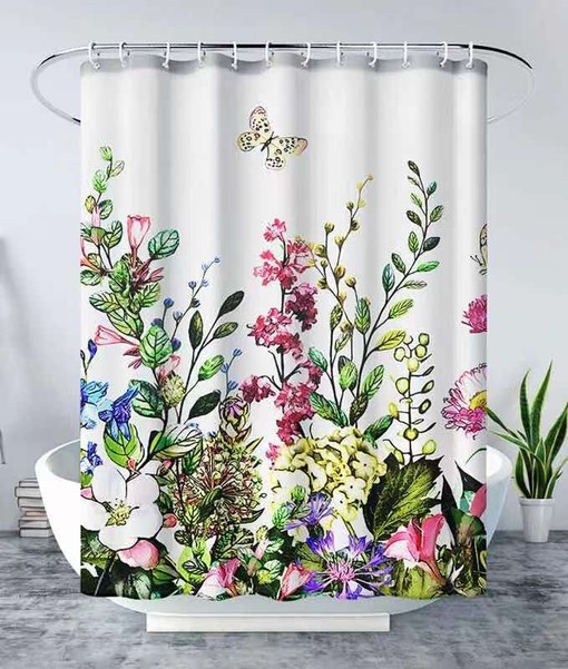 Sage Green Leaves and Floral Shower Curtain for Elegant Bathroom Decor - Botanical Bath Accessories
