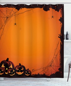 Scary Pumpkin Halloween Shower Curtain - Spooky Bathroom Decor